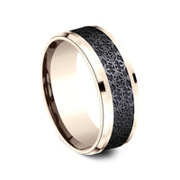 The Saint Men's Wedding Band in 14K Rose Gold and Black Titanium - 8mm Width by Ammara Stone