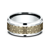 The Saint Men's Wedding Band in 14K White and Yellow Gold - 9mm Width by Benchmark