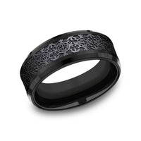 The Saint Men's Wedding Band in Black Titanium - 8mm Width by Forge