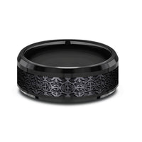 The Saint Men's Wedding Band in Black Titanium - 8mm Width by Forge