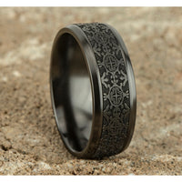 The Saint Men's Wedding Band in Black Titanium - 8mm Width by Forge