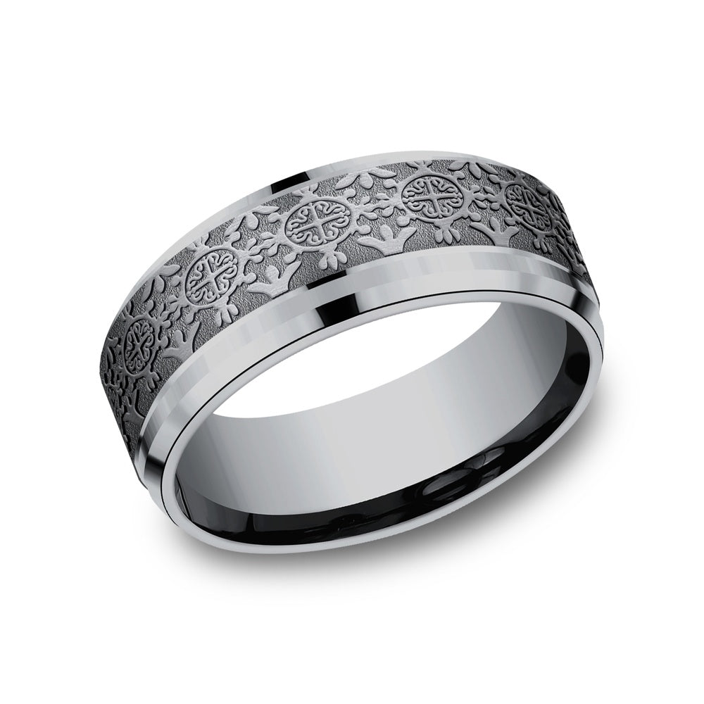 The Saint Men's Wedding Band in Grey Tantalum - 8mm Width by Tantalum
