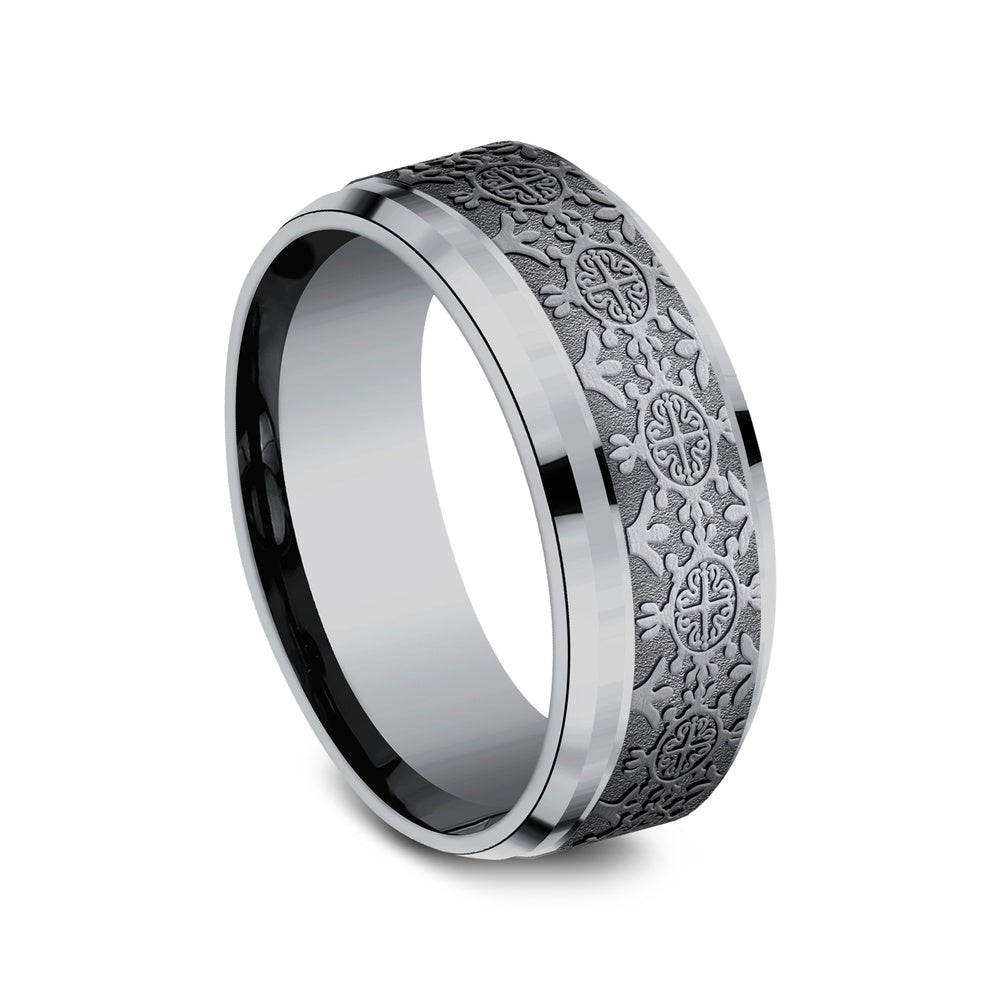 The Saint Men's Wedding Band in Grey Tantalum - 8mm Width by Tantalum