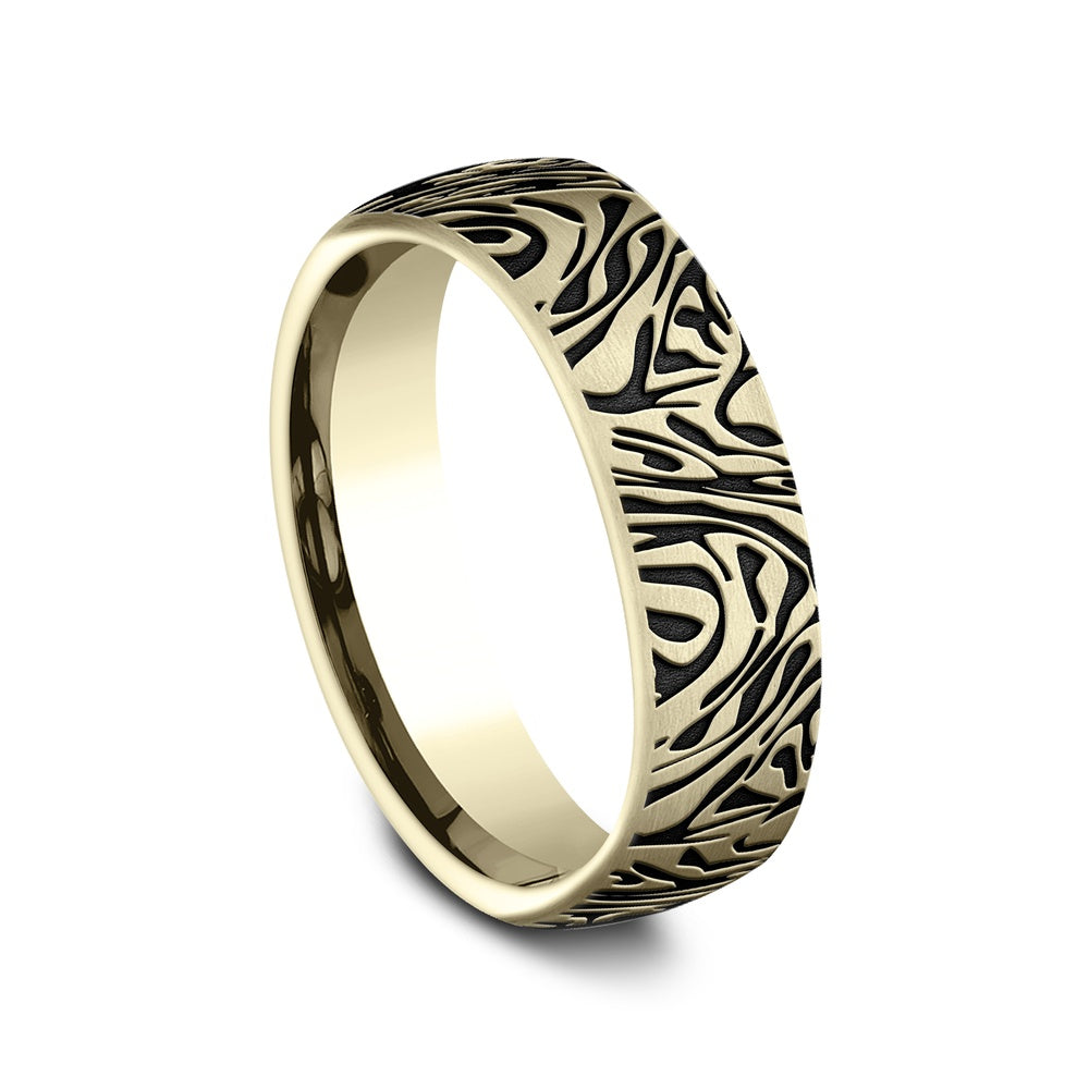 The Samurai Men's Wedding Band in 14K Yellow Gold - 6.5mm Width by Benchmark