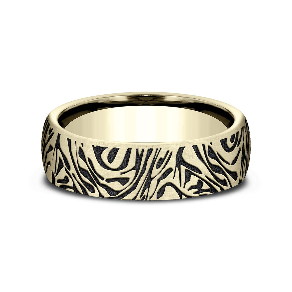 The Samurai Men's Wedding Band in 14K Yellow Gold - 6.5mm Width by Benchmark