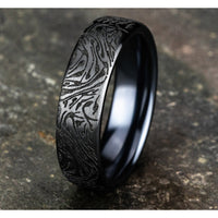 The Samurai Men's Wedding Band in Black Titanium - 6.5mm Width by Forge