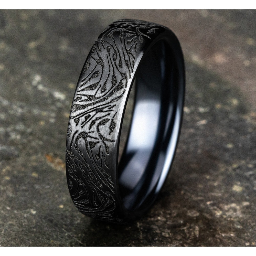 The Samurai Men's Wedding Band in Black Titanium - 6.5mm Width by Forge