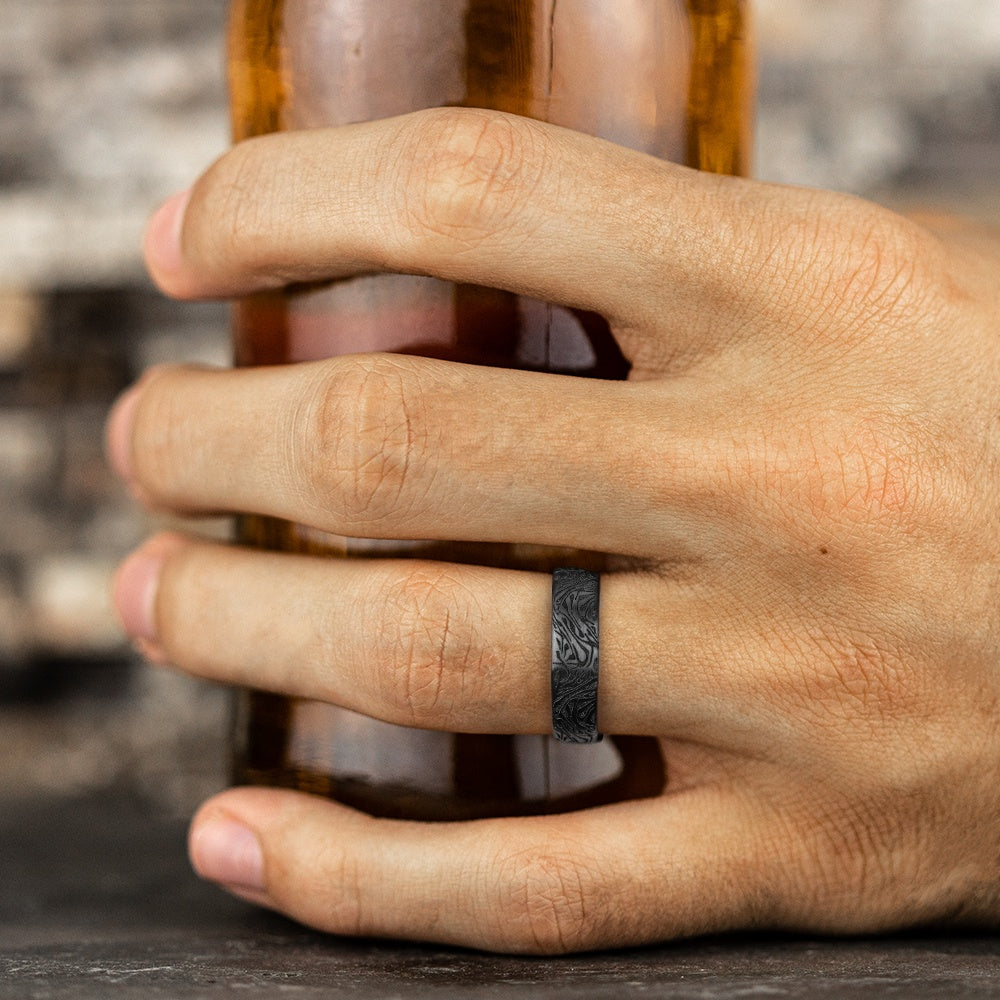 The Samurai Men's Wedding Band in Black Titanium - 6.5mm Width by Forge