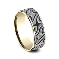 The Saturn Men's Wedding Band in 14K Yellow Gold and Grey Tantalum - 7.5mm Width by Ammara Stone