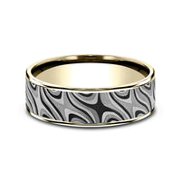 The Saturn Men's Wedding Band in 14K Yellow Gold and Grey Tantalum - 7.5mm Width by Ammara Stone