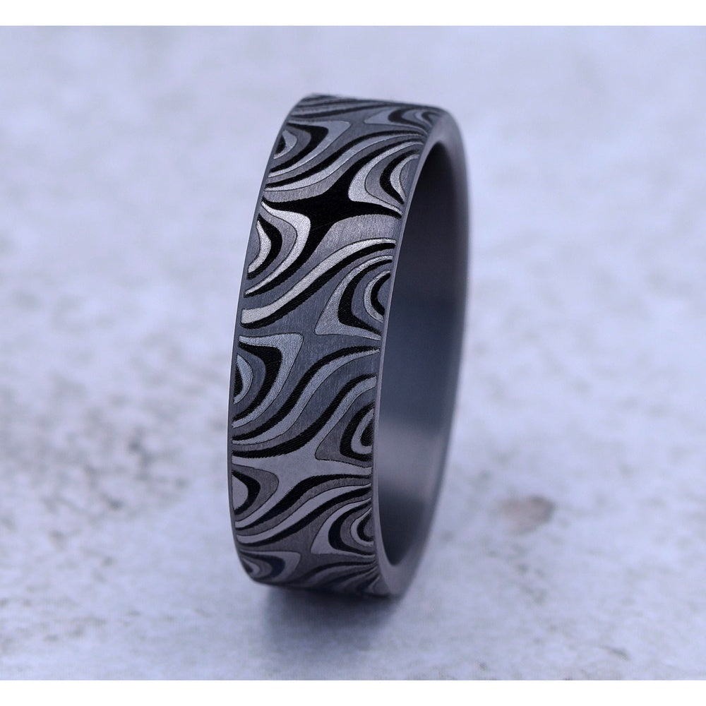 The Saturn Men's Wedding Band in Grey Tantalum - 7mm Width by Tantalum