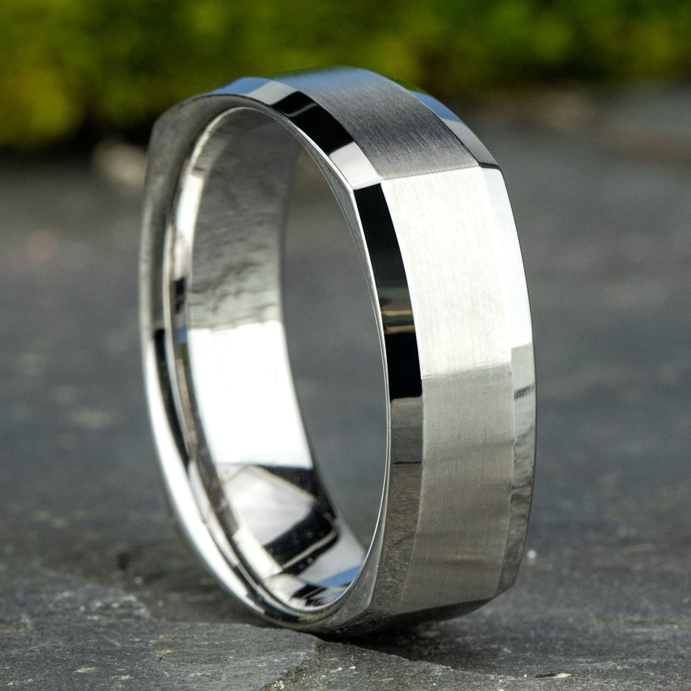 The Scholar Men's Wedding Band in 14K White Gold - 7mm Width by Benchmark