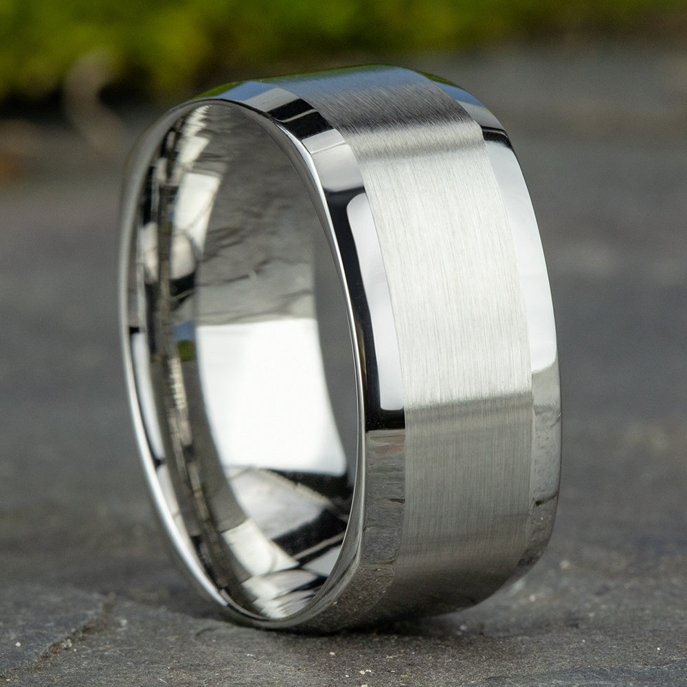 The Scholar Men's Wedding Band in White Cobalt - 9mm Width by Forge