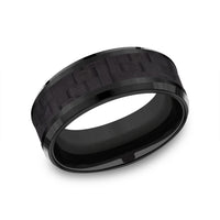 The Senna Men's Wedding Band in Black Titanium and Black Carbon Fiber - 8mm Width by Forge