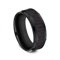 The Senna Men's Wedding Band in Black Titanium and Black Carbon Fiber - 8mm Width by Forge