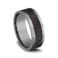 The Senna Men's Wedding Band in Grey Tantalum and Black Carbon Fiber - 8mm Width by Tantalum