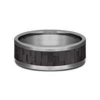 The Senna Men's Wedding Band in Grey Tantalum and Black Carbon Fiber - 8mm Width by Tantalum