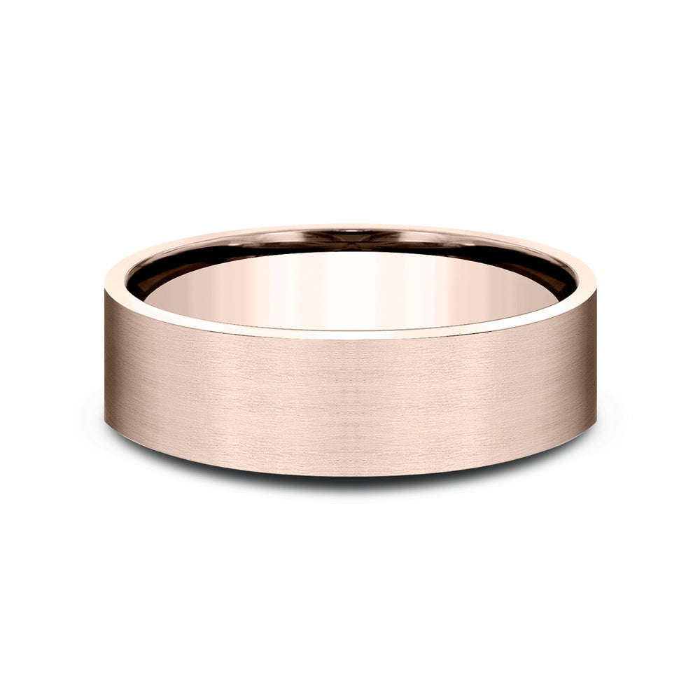 The Sentinel Men's Wedding Band in 14K Rose Gold - 6.5mm by Benchmark