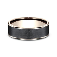 The Sergeant Men's Wedding Band in 14K Rose Gold and Darkened Tantalum - 7.5mm Width by Ammara Stone