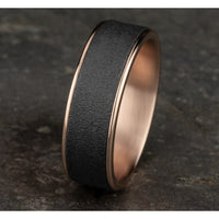 The Sergeant Men's Wedding Band in 14K Rose Gold and Darkened Tantalum - 7.5mm Width by Ammara Stone