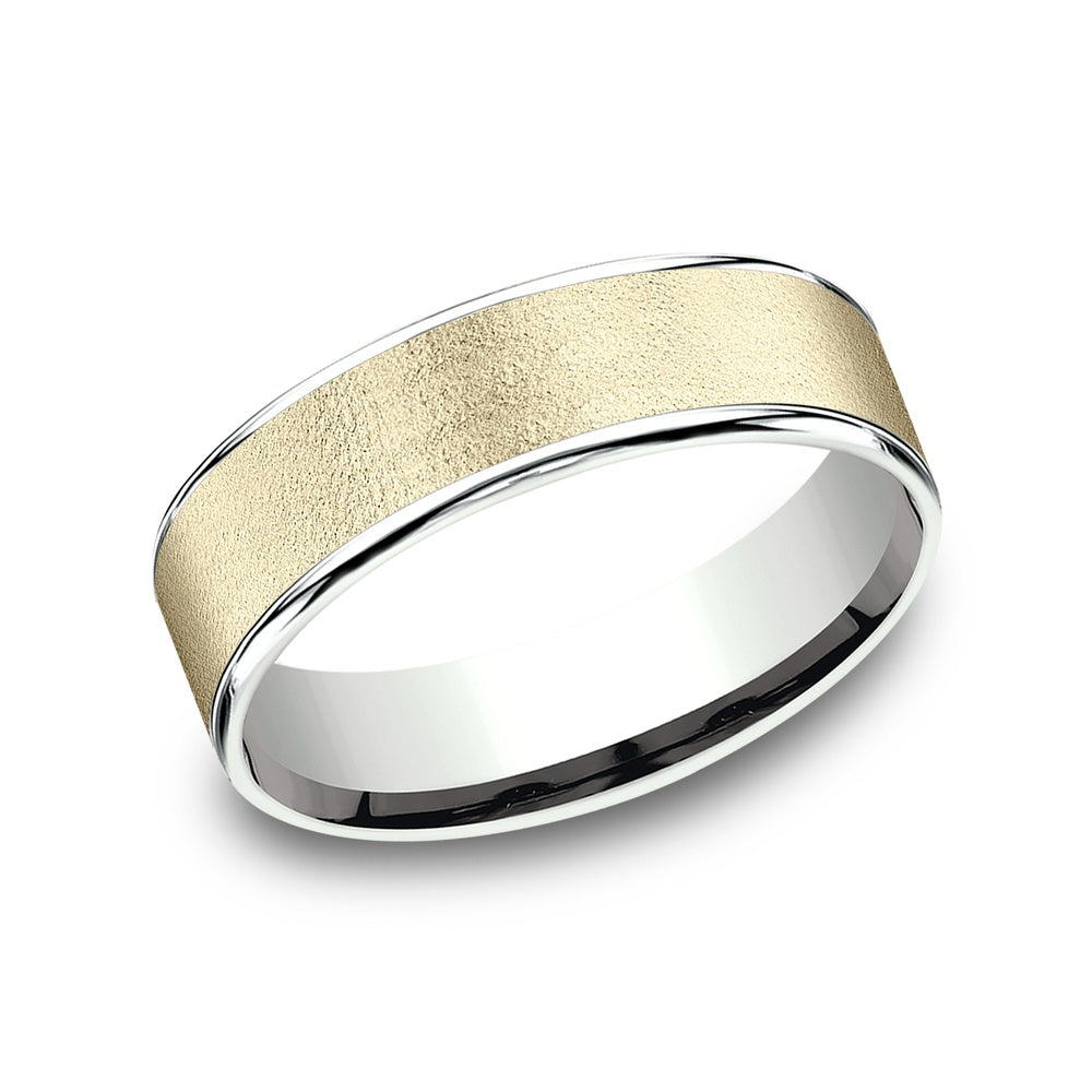 The Sergeant Men's Wedding Band in 14K White and Yellow Gold - 6.5mm Width by Benchmark