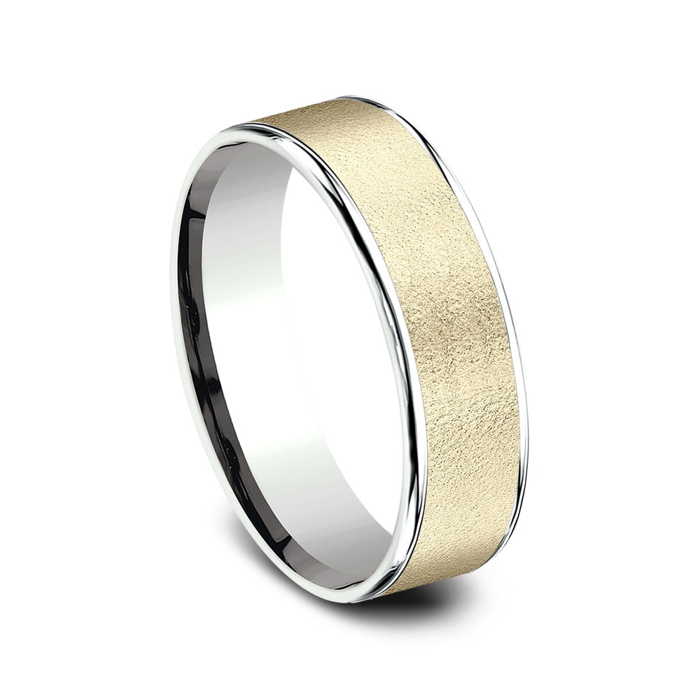 The Sergeant Men's Wedding Band in 14K White and Yellow Gold - 6.5mm Width by Benchmark