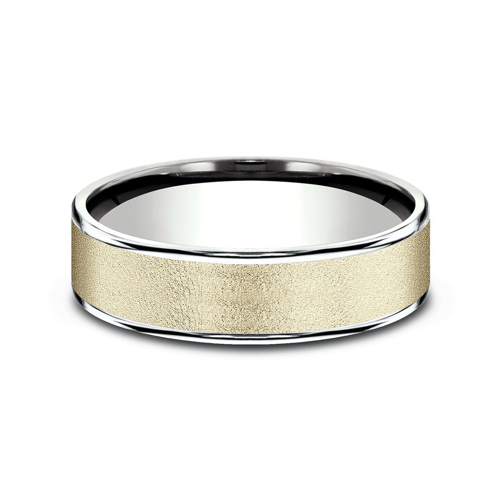 The Sergeant Men's Wedding Band in 14K White and Yellow Gold - 6.5mm Width by Benchmark