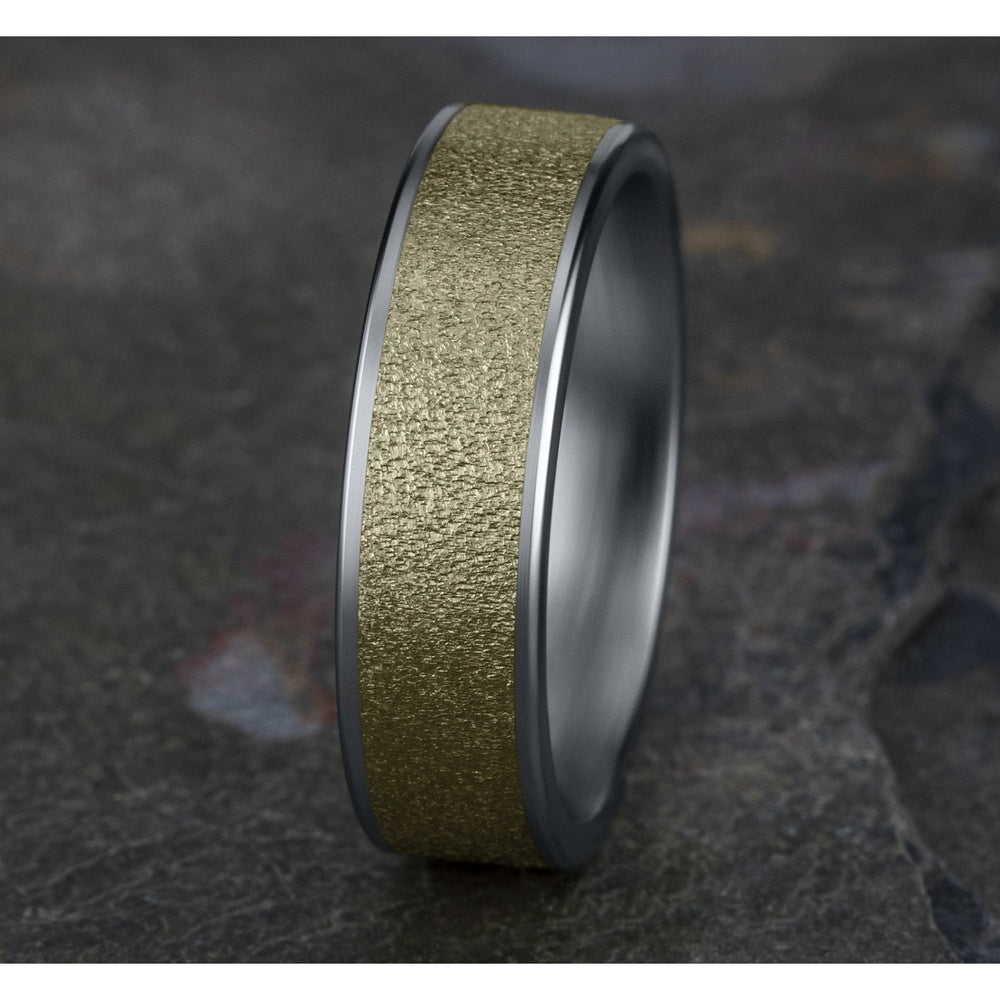 The Sergeant Men's Wedding Band in 14K White and Yellow Gold - 6.5mm Width by Benchmark