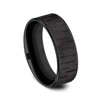 The Shadow Men's Wedding Band in Black Titanium and Black Carbon Fiber - 7.5mm Width by Forge