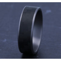 The Shadow Men's Wedding Band in Grey Tantalum and Black Carbon Fiber - 7.5mm Width by Tantalum