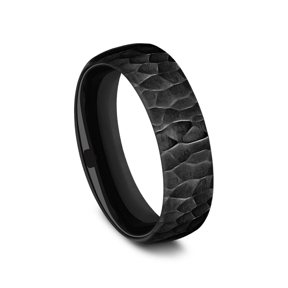 The Shredder Men's Wedding Band in Black Titanium - 6.5mm Width by Forge
