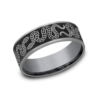 The Sidewinder Men's Wedding Band in Grey Tantalum and Grey/Black Titanium - 7.5mm Width by Brook and Branch