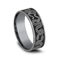 The Sidewinder Men's Wedding Band in Grey Tantalum and Grey/Black Titanium - 7.5mm Width by Brook and Branch