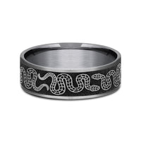 The Sidewinder Men's Wedding Band in Grey Tantalum and Grey/Black Titanium - 7.5mm Width by Brook and Branch