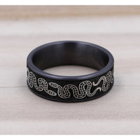 The Sidewinder Men's Wedding Band in Grey Tantalum and Grey/Black Titanium - 7.5mm Width by Brook and Branch