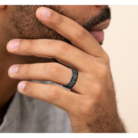 The Sidewinder Men's Wedding Band in Grey Tantalum and Grey/Black Titanium - 7.5mm Width by Brook and Branch