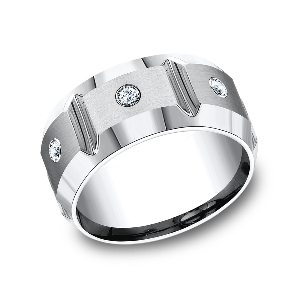 The Siege Men's Wedding Band in White Cobalt - 10mm Width by Forge