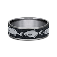 The Skiff Men's Wedding Band in Grey Tantalum and Grey/Black Titanium - 7.5mm Width by Brook and Branch