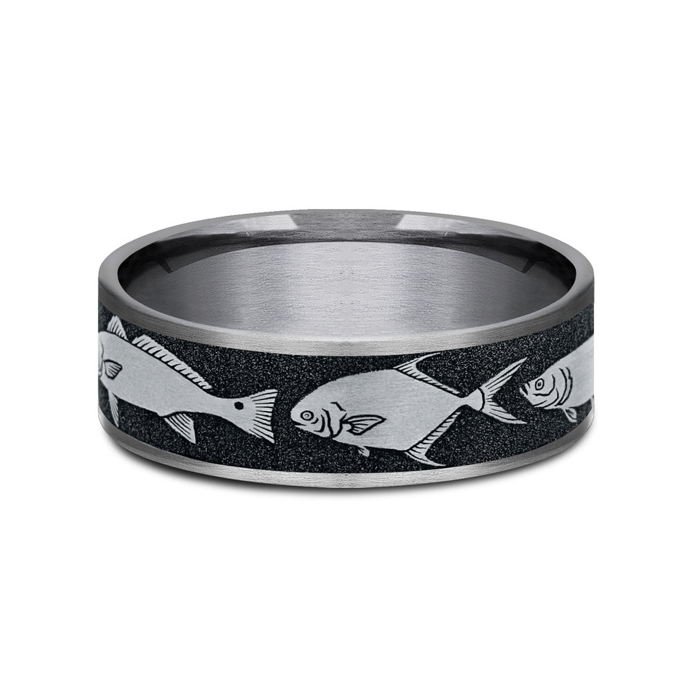 The Skiff Men's Wedding Band in Grey Tantalum and Grey/Black Titanium - 7.5mm Width by Brook and Branch