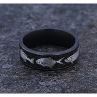 The Skiff Men's Wedding Band in Grey Tantalum and Grey/Black Titanium - 7.5mm Width by Brook and Branch