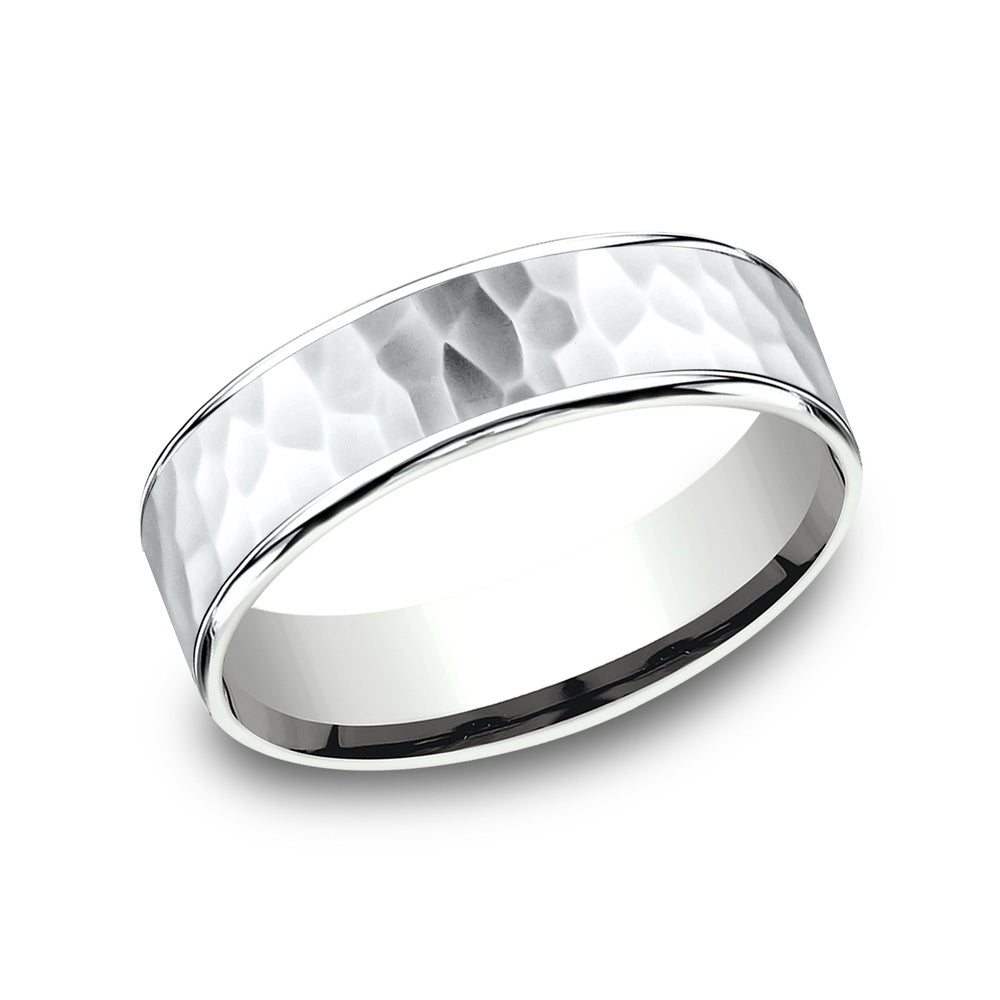 The Slater Men's Wedding Band in 14K White Gold - 6.5mm Width by Benchmark