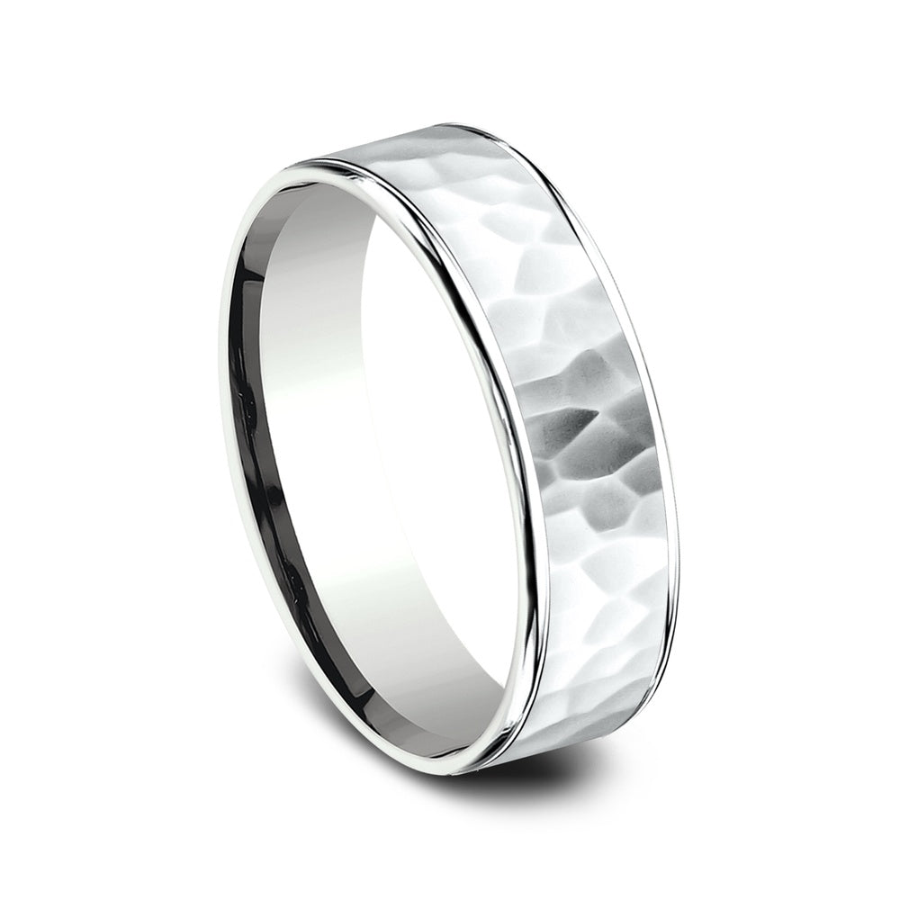 The Slater Men's Wedding Band in 14K White Gold - 6.5mm Width by Benchmark