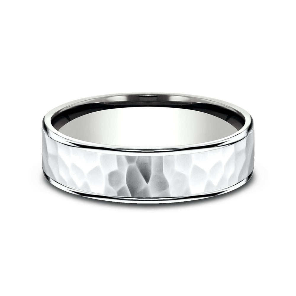 The Slater Men's Wedding Band in 14K White Gold - 6.5mm Width by Benchmark