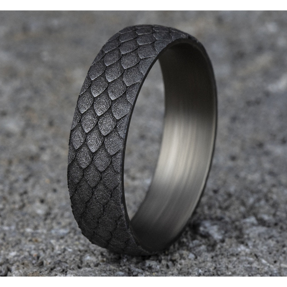 The Smaug Men's Wedding Band in Grey Tantalum - 6mm Width by Tantalum