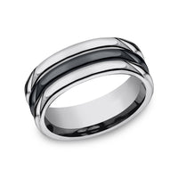 The Specter Men's Wedding Band in Tungsten and Black Ceramic - 8.5mm Width by Forge