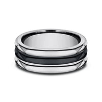 The Specter Men's Wedding Band in Tungsten and Black Ceramic - 8.5mm Width by Forge