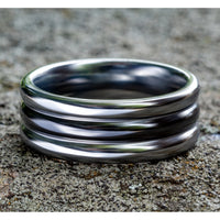 The Specter Men's Wedding Band in Tungsten and Black Ceramic - 8.5mm Width by Forge