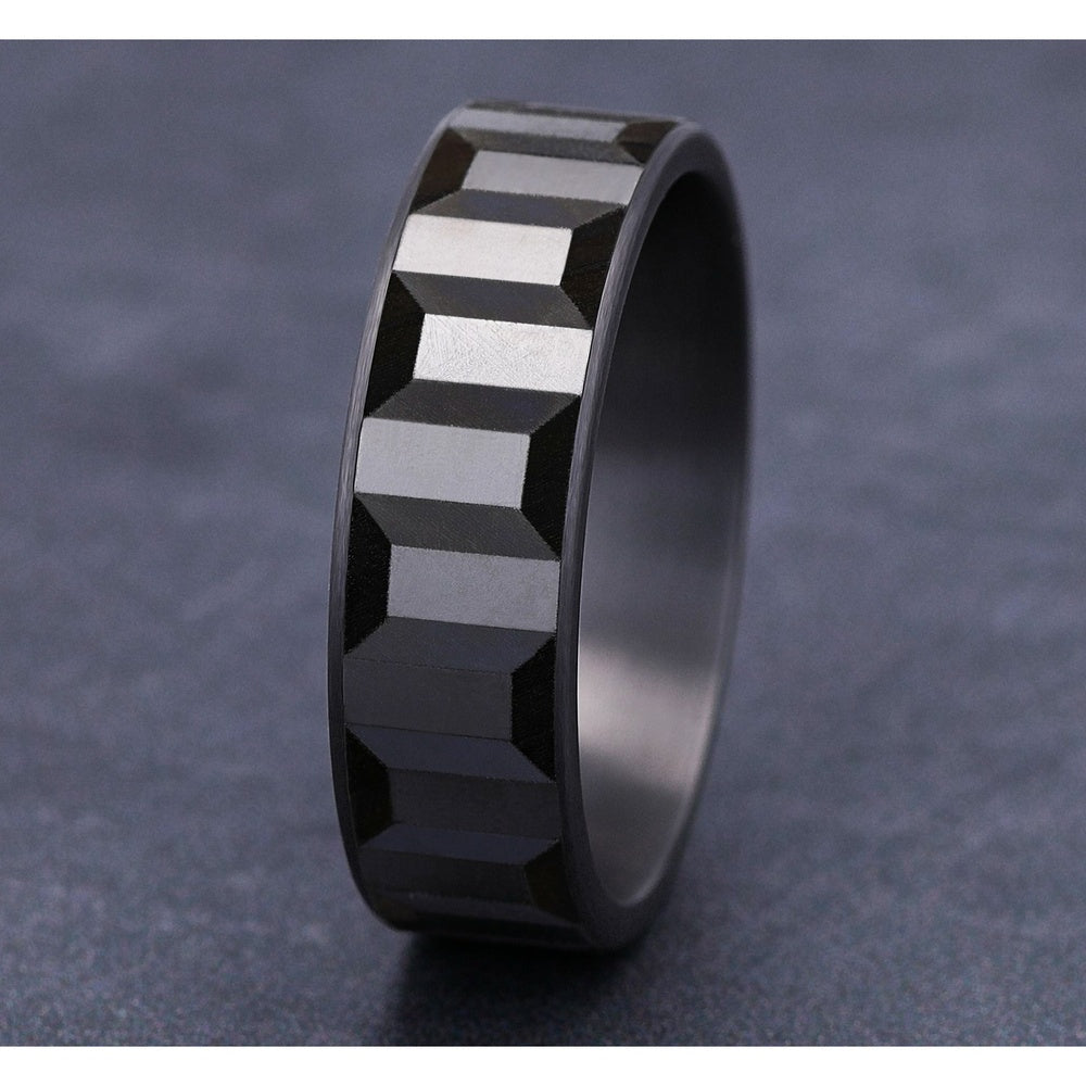 The Sprocket Men's Wedding Band in Grey Tantalum - 7mm Width by Tantalum
