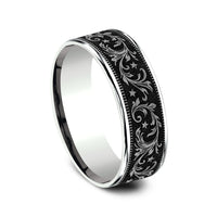 The Spur Men's Wedding Band in 14K White Gold and Grey/Black Titanium - 7.5mm Width by Brook and Branch
