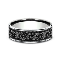 The Spur Men's Wedding Band in 14K White Gold and Grey/Black Titanium - 7.5mm Width by Brook and Branch